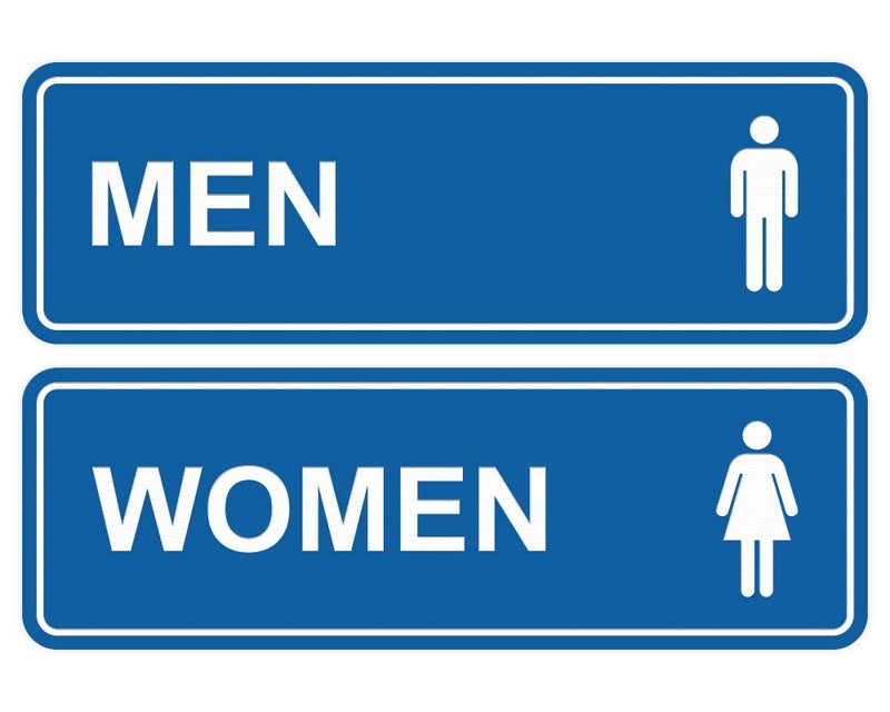 All Quality Standard Men Women Restroom Sign - Blue - Large 1 Set (2 pcs) - Image 1